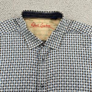 Robert Graham Button Down Shirt Mens 3XL Blue Gingham Silk Trim Paisley Details